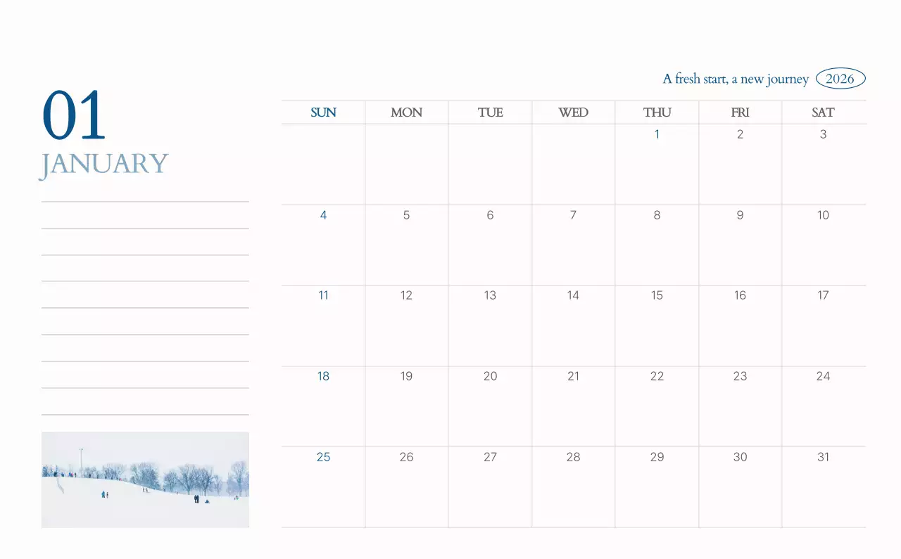 흰색 심플 달력 캘린더