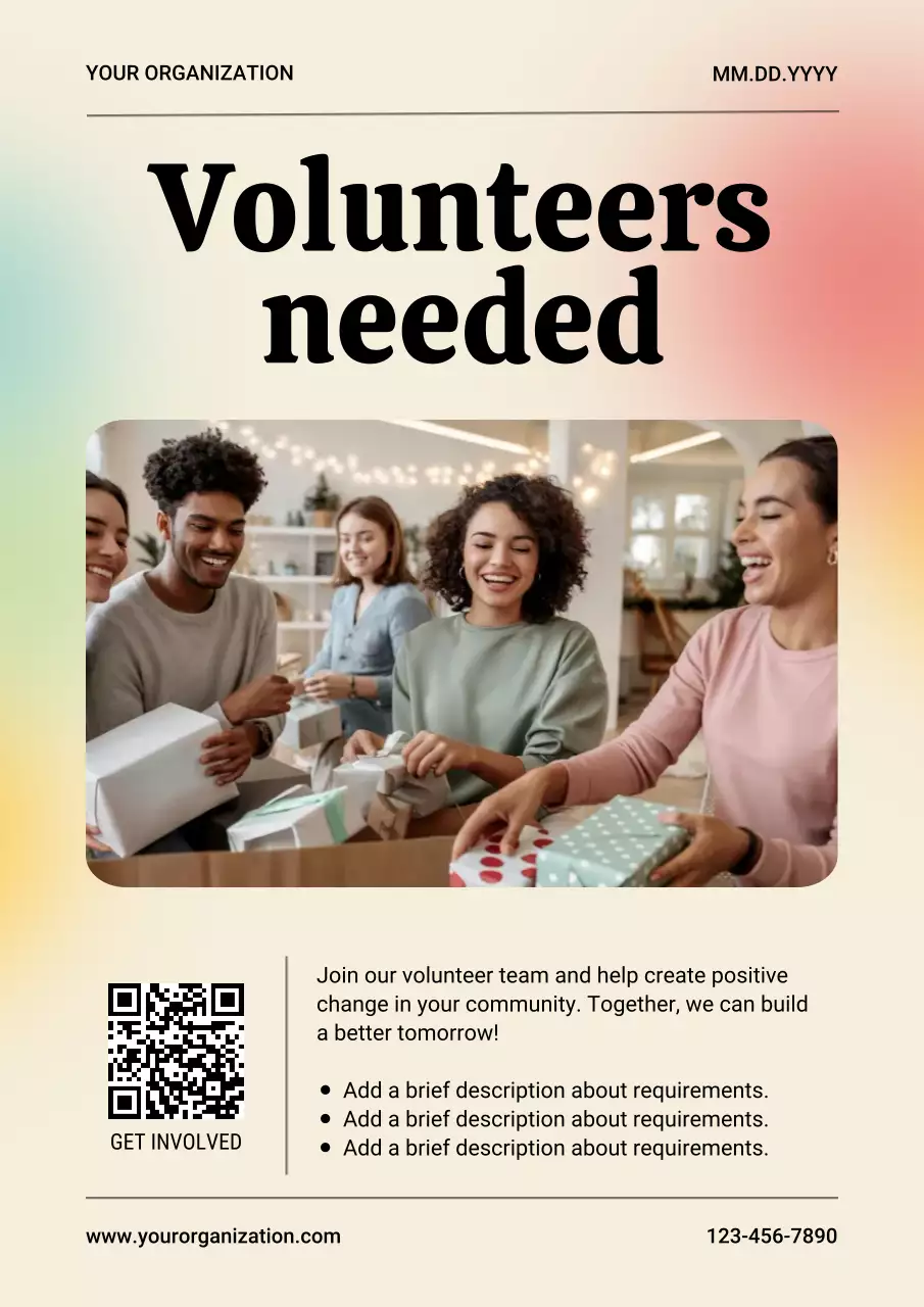 Beige Modern Volunteer Recruitment Poster