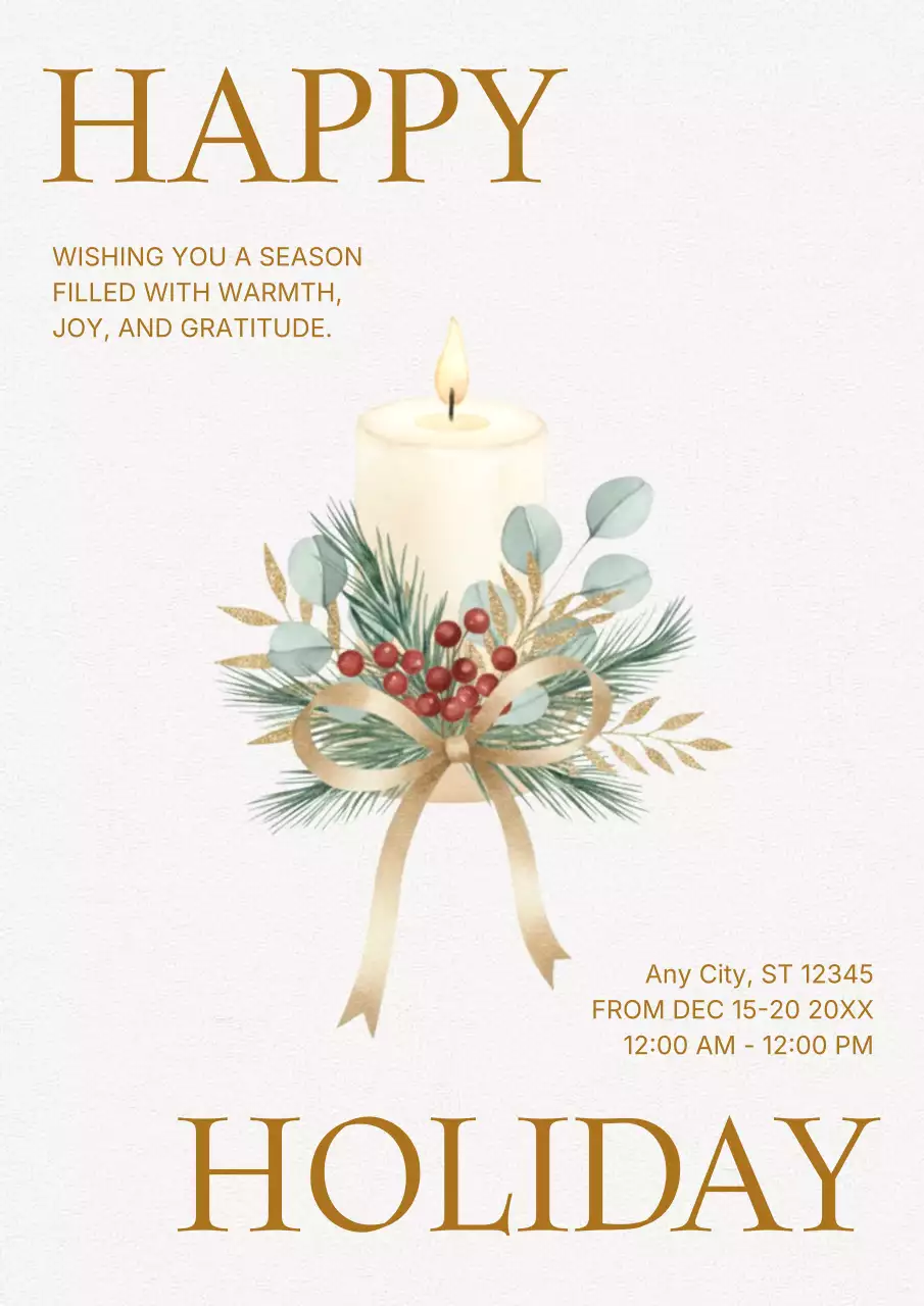 Beige Elegant Holiday Invitation Poster