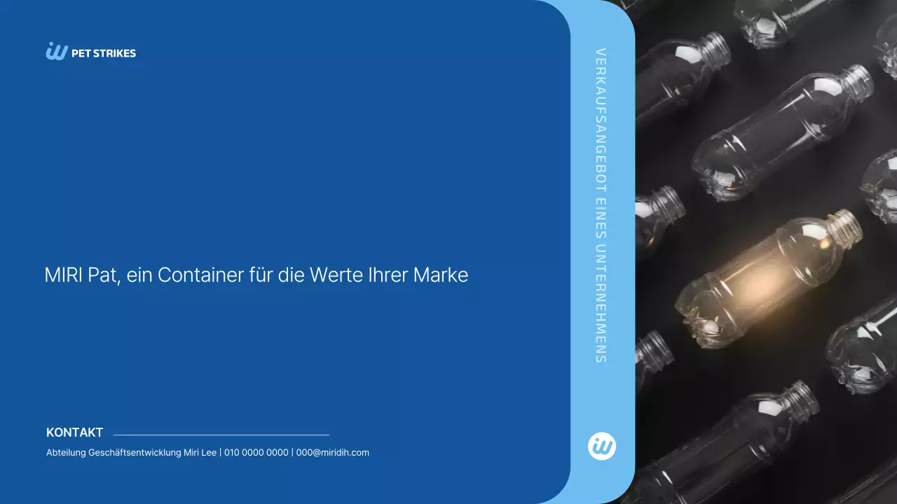 Blaue moderne PET-Flasche – B2B-Angebot – Produkteinführung – Anzeige