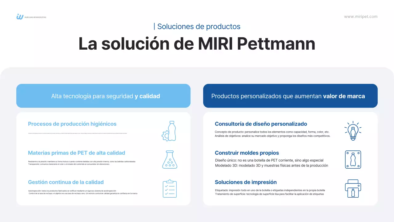 Propuesta B2B de presentación de producto de botella PET moderna azul