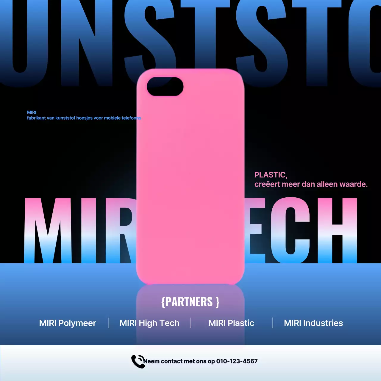 Advertentie voor een moderne smartphonehoes in felroze