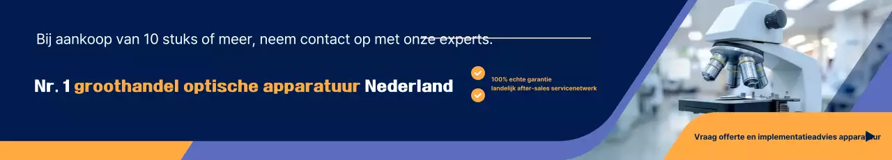 Marineblauwe advertentie voor moderne optische apparatuur