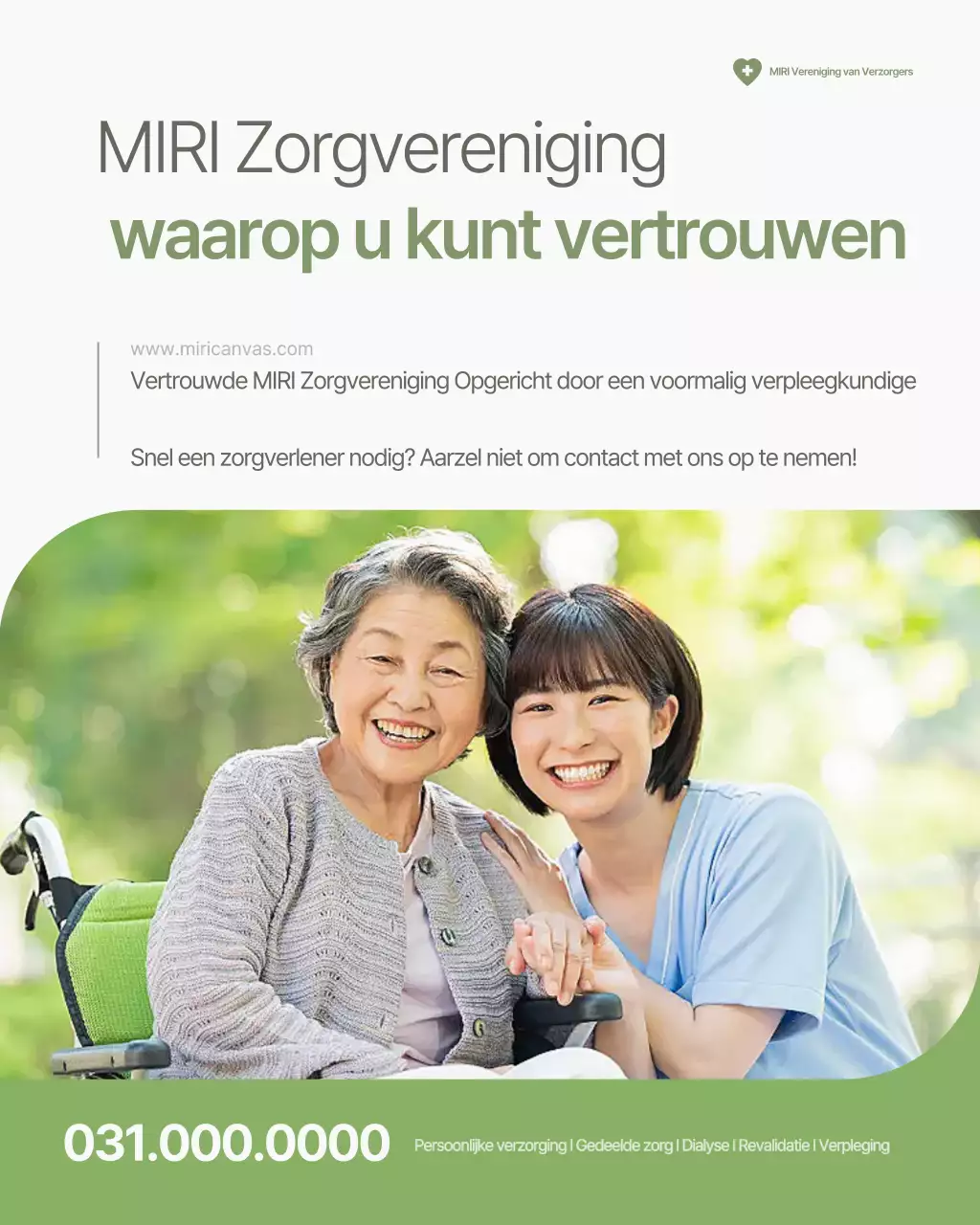 Promotie van schone, witte en groene verpleegdiensten