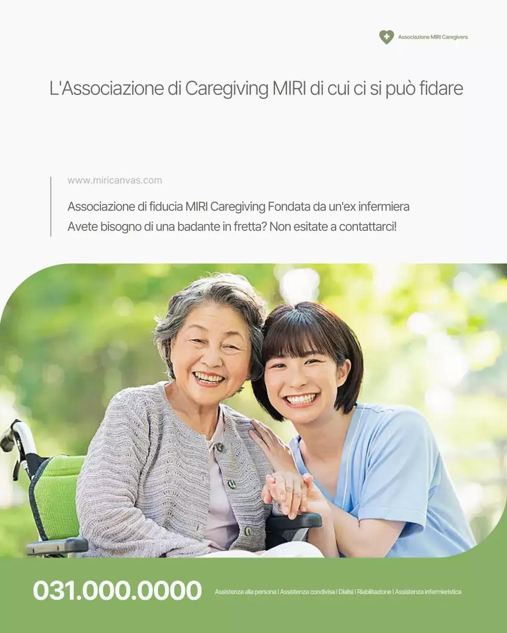 Promozione del servizio infermieristico pulito, bianco e verde