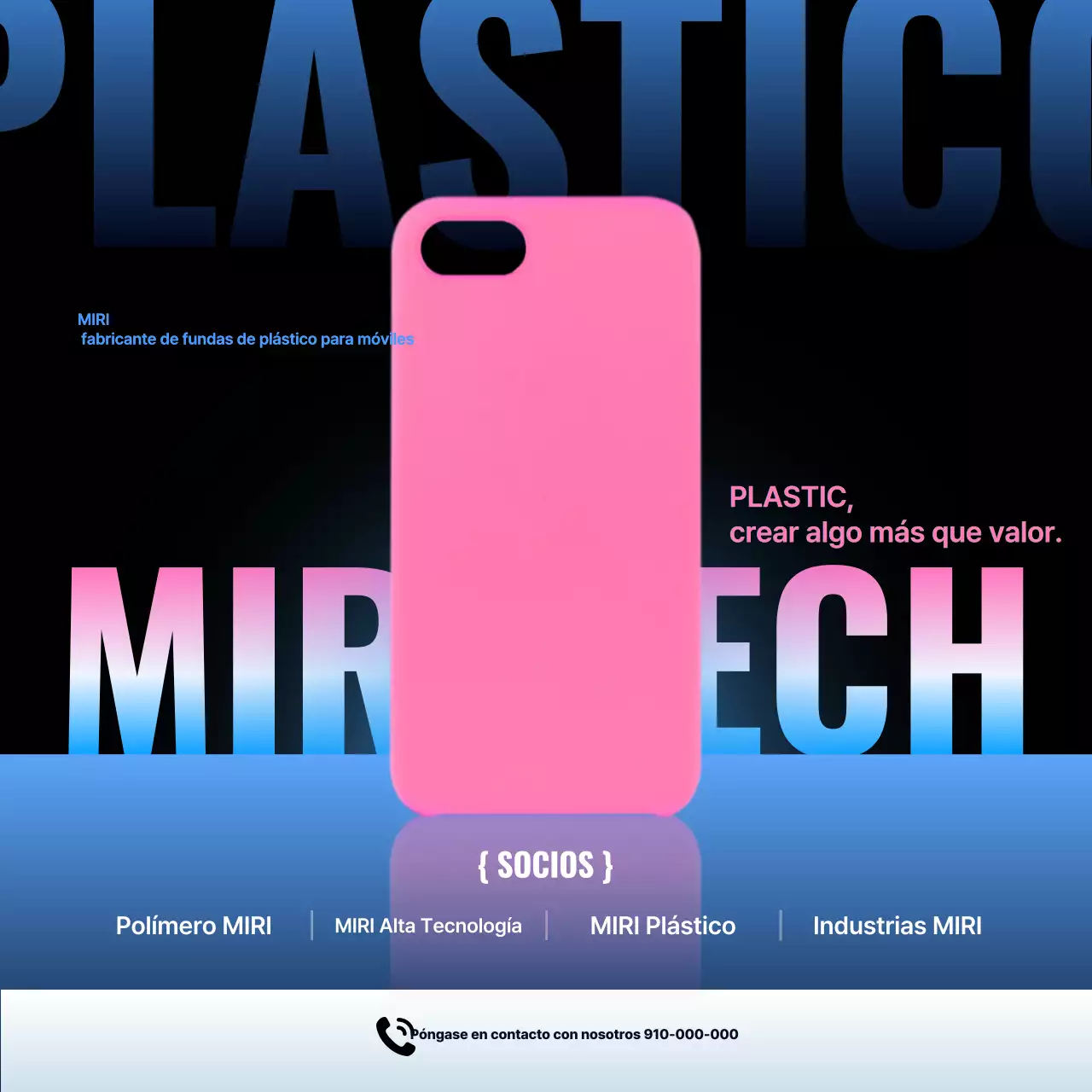 Anuncio de funda moderna para smartphone en color rosa intenso
