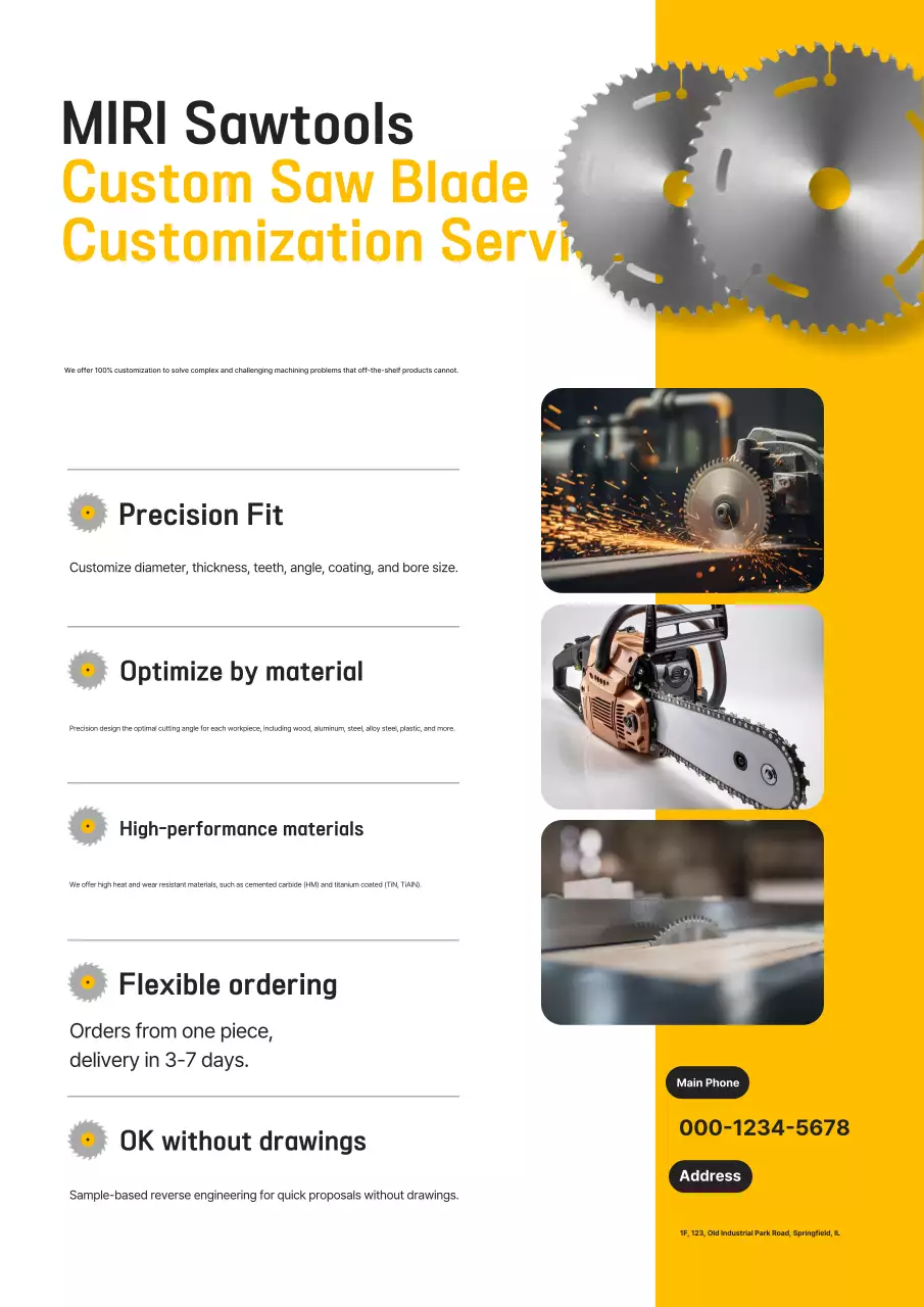 Quảng cáo sản xuất dụng cụ hiện đại màu vàng