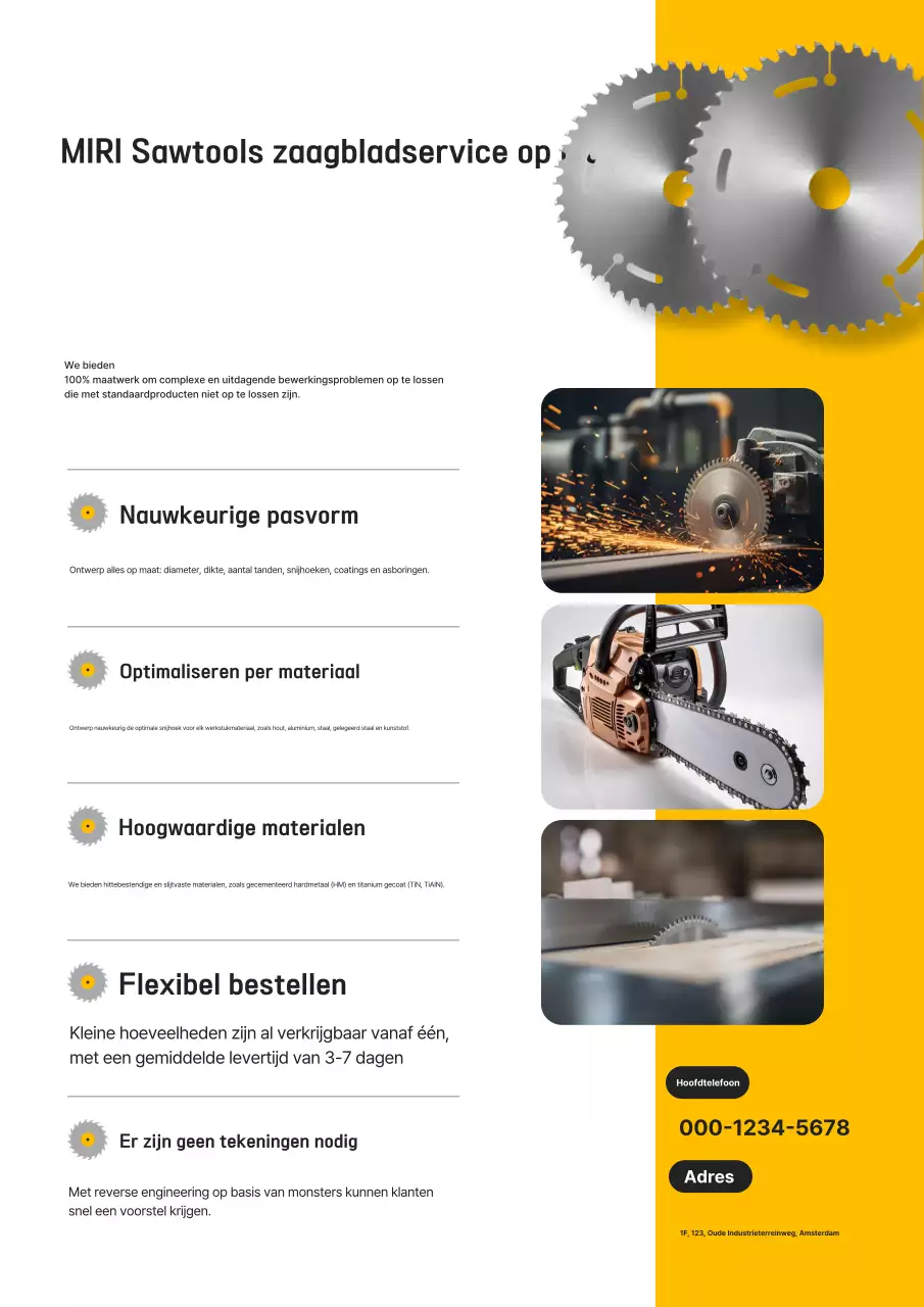 Gele moderne gereedschapsfabricage-advertentie