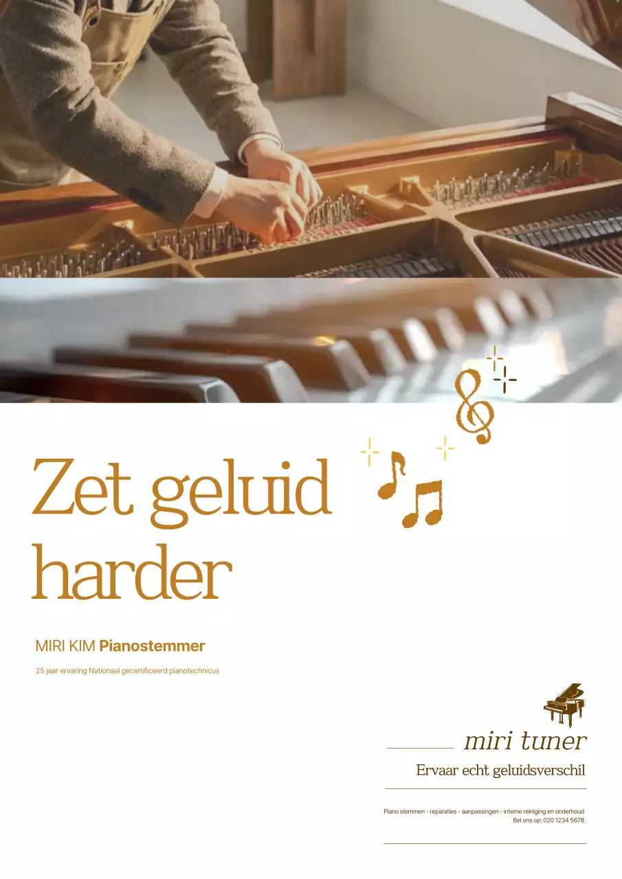 Brown Classic Piano Tuner Muziek Advertentie