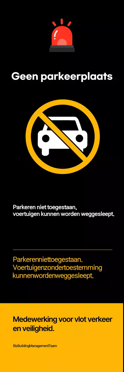 Zwarte basis parkeerverbodsmelding