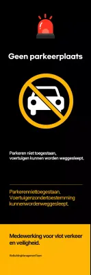 Zwarte basis parkeerverbodsmelding
