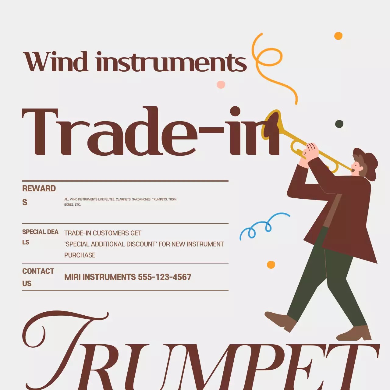 Iklan Alat Musik Vintage Coklat