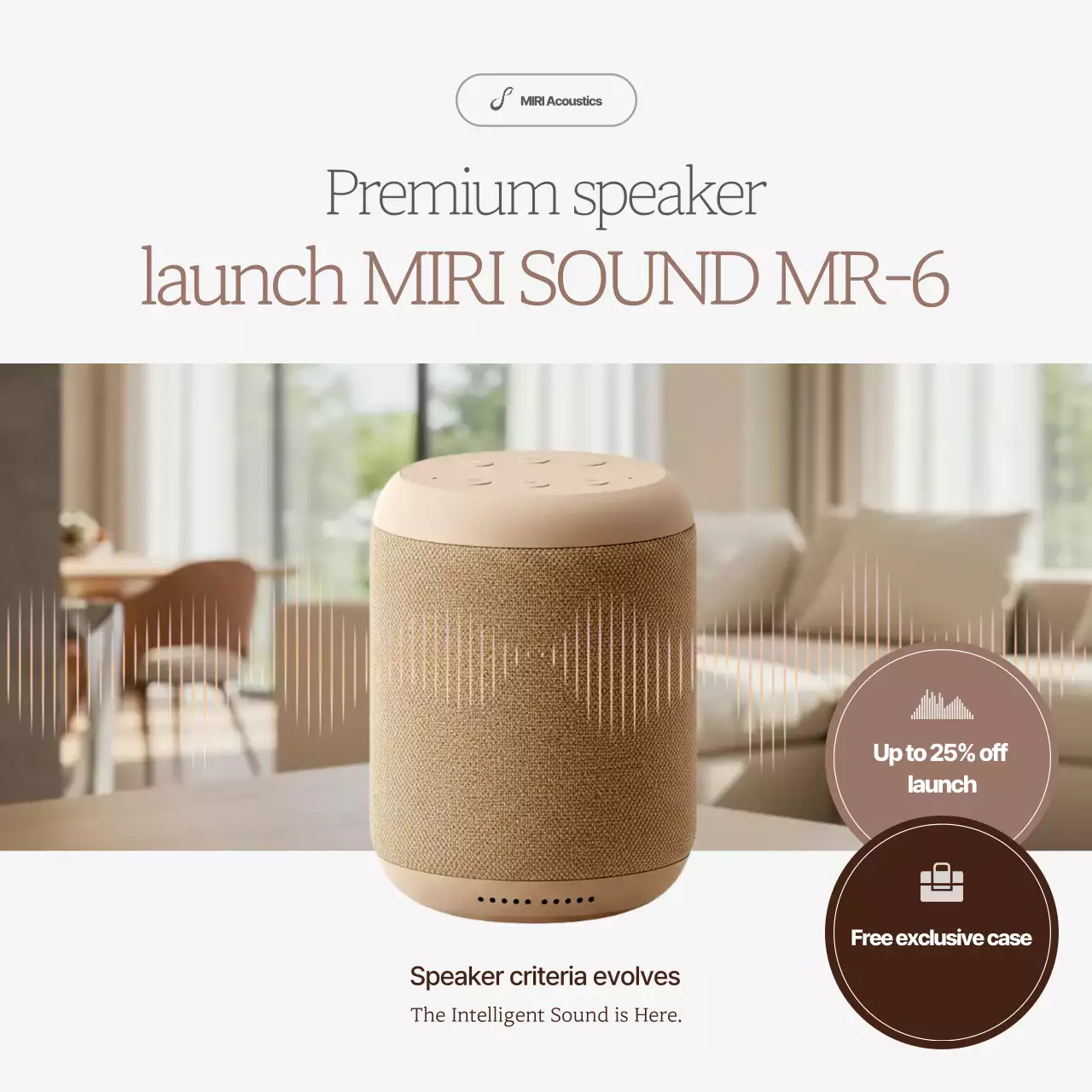 Quảng cáo loa hiện đại màu be