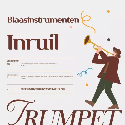Bruine vintage muziekinstrumentenreclame