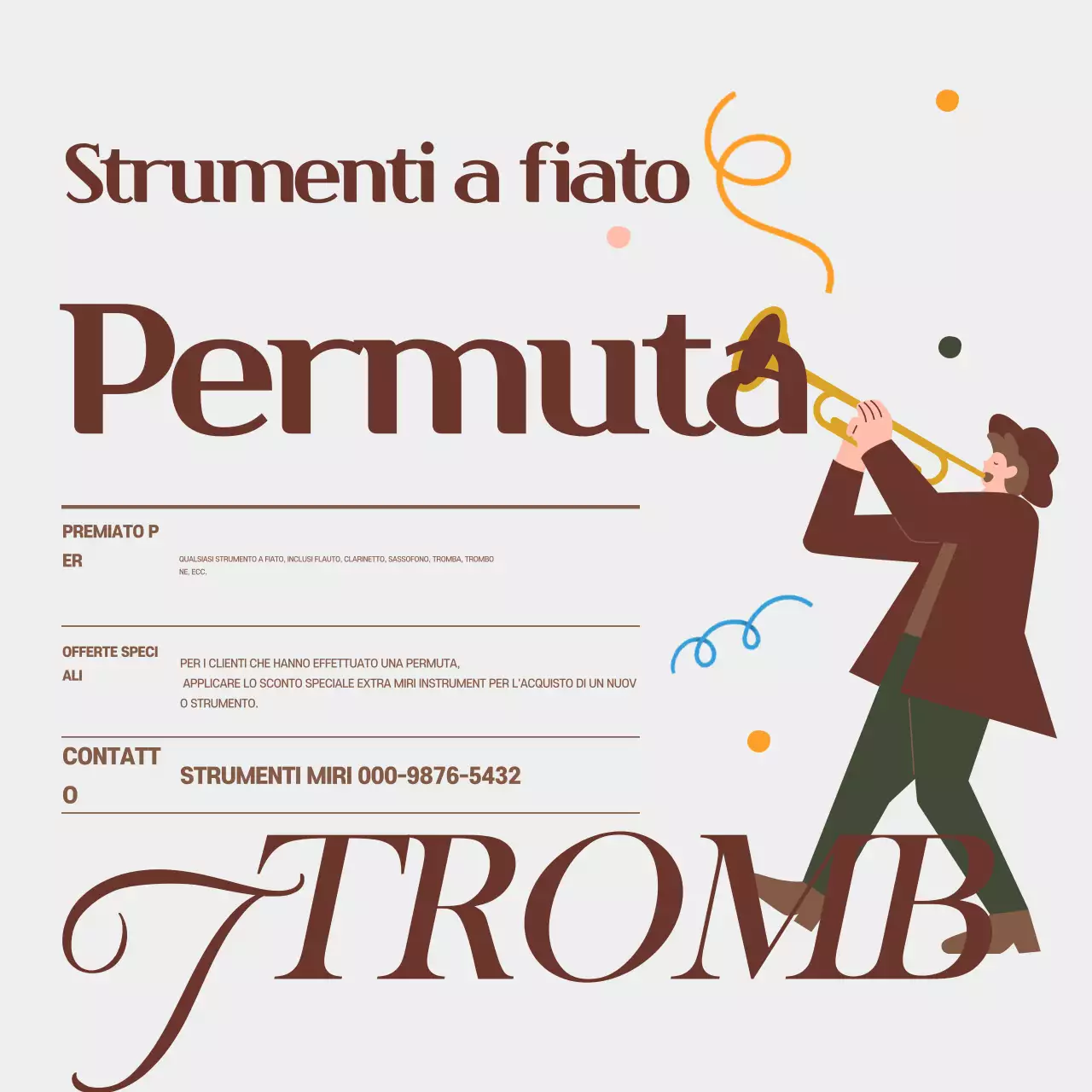 Pubblicità di uno strumento musicale vintage marrone