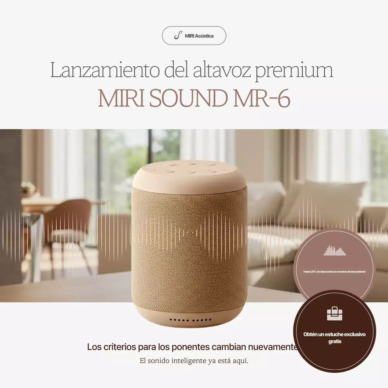 Anuncio de altavoz moderno beige