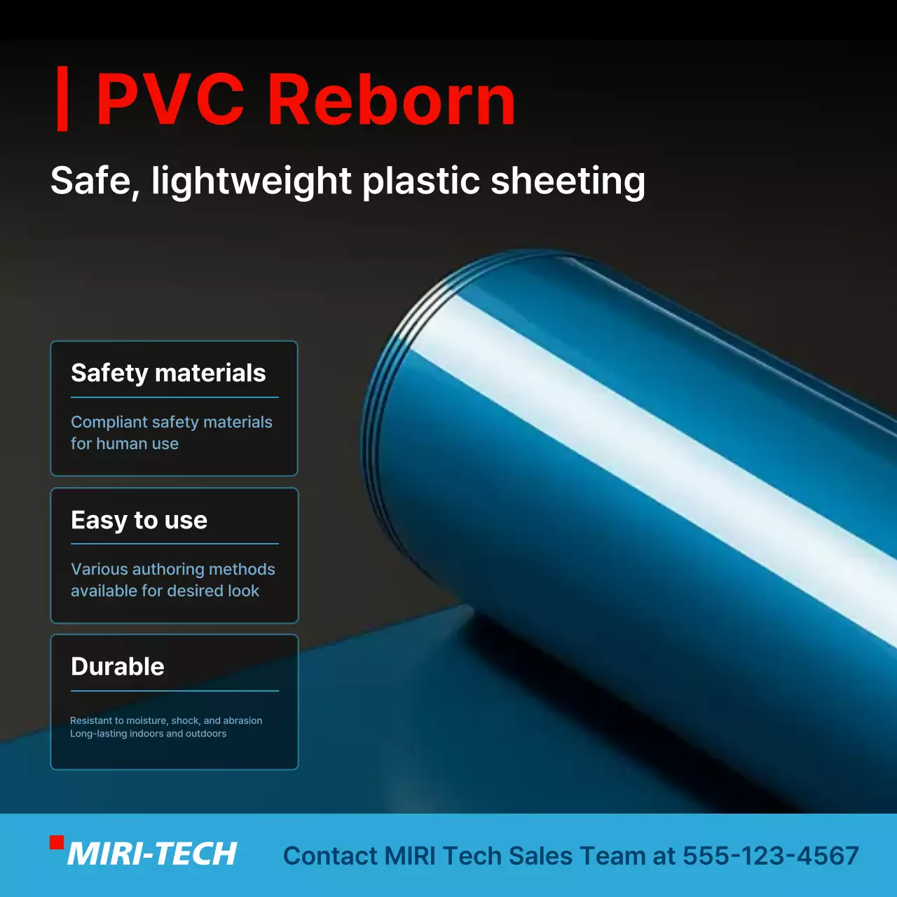 Anúncio moderno em plástico azul