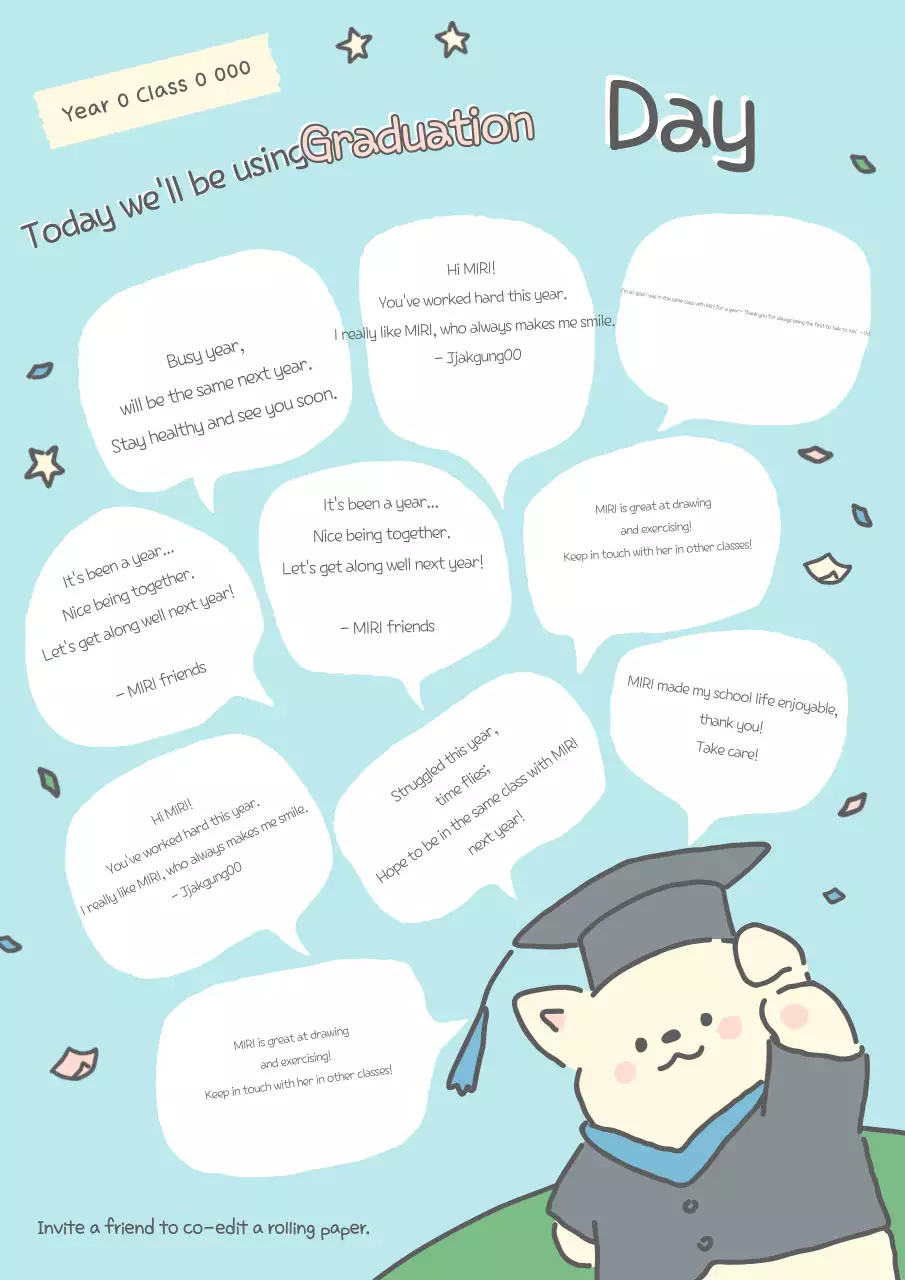 Giấy cuộn tốt nghiệp dễ thương màu xanh da trời