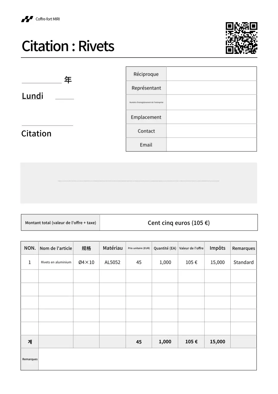 Manuel de devis de base White