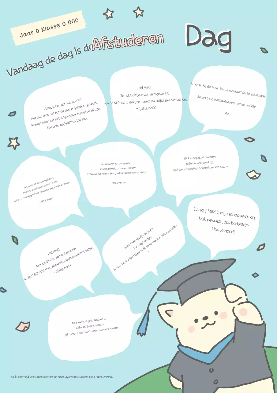 Hemelsblauw schattig afstudeervloeipapier