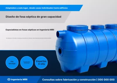 Anuncio de tanque séptico moderno azul