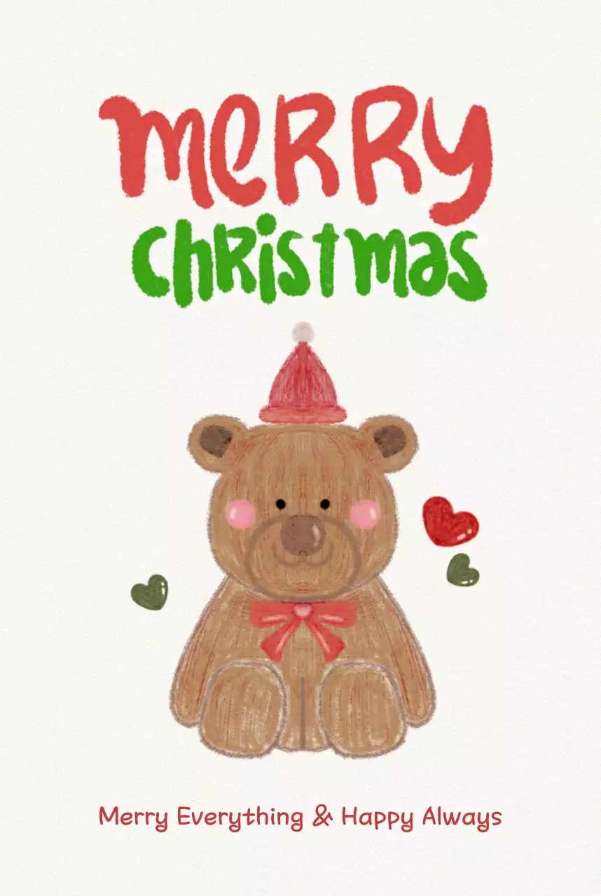 Kartu Pos Natal Hijau Lucu