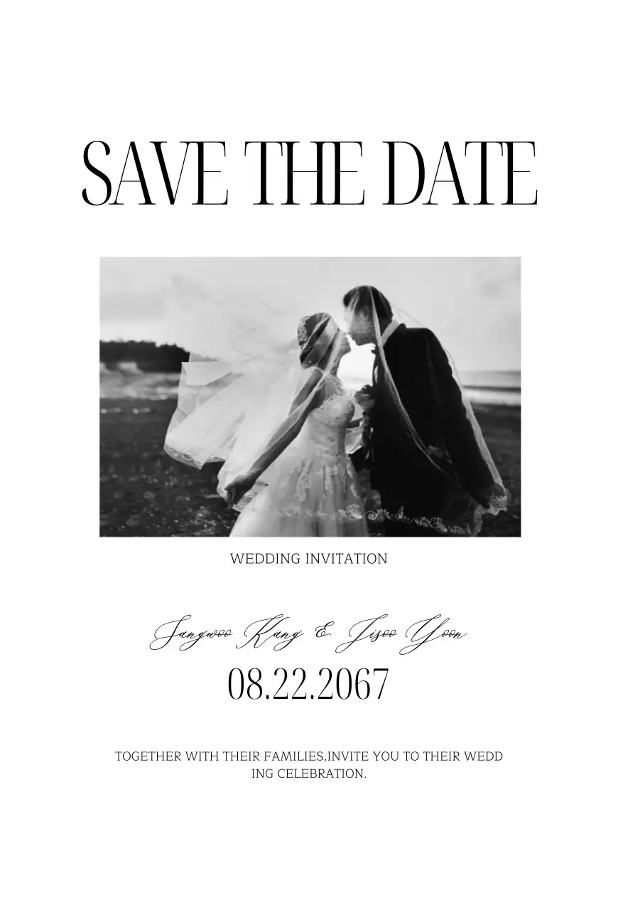 Undangan Pernikahan Sederhana Hitam Putih