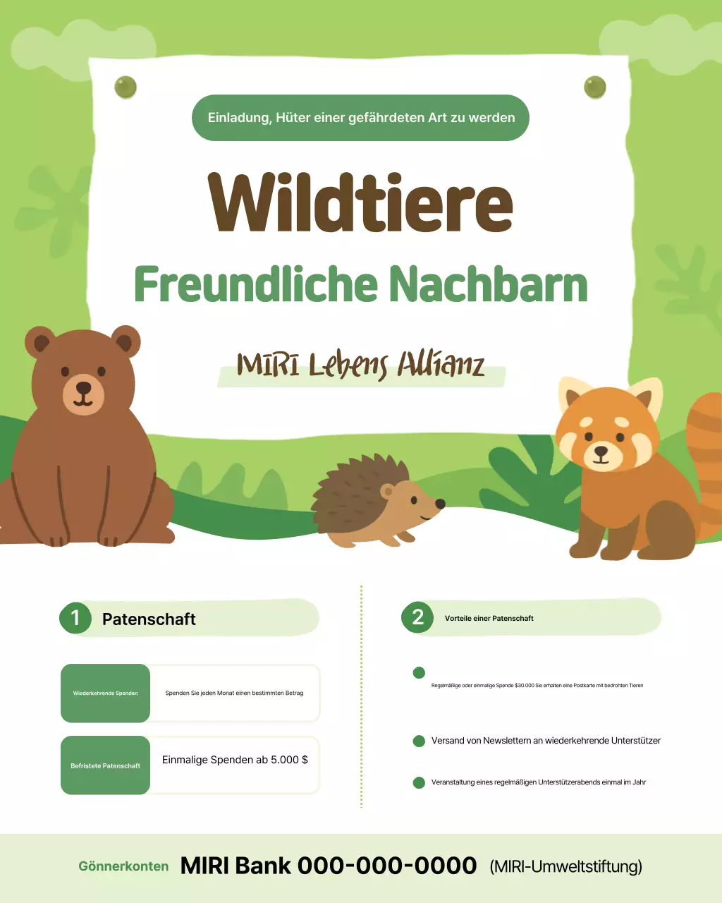 Grüne, niedliche Tierschutzkampagne