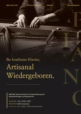 Werbung für die Stimmung von klassischen schwarzen Klavieren
