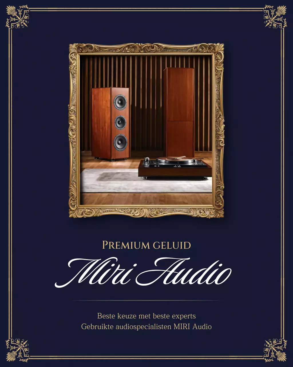 Zwarte klassieke audioadvertentie