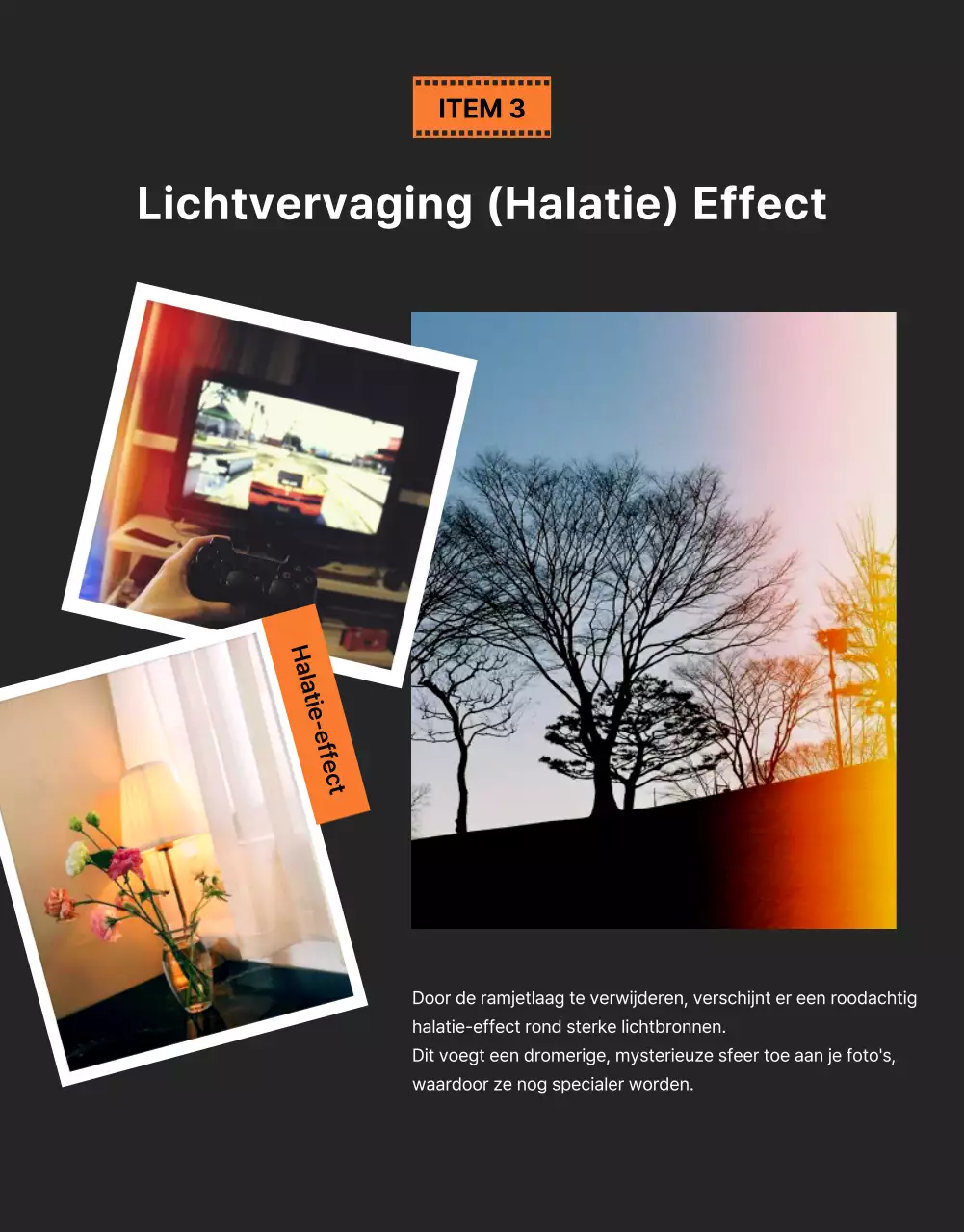 Oranje moderne camera-advertentie