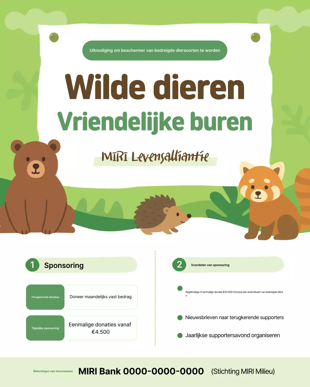 Groene schattige dierenbeschermingscampagne