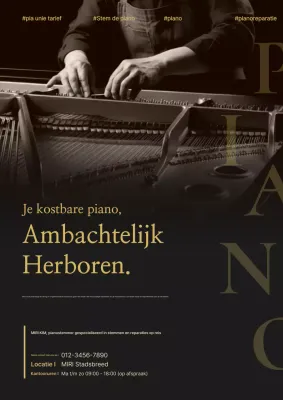 Advertentie voor het stemmen van een zwarte klassieke piano