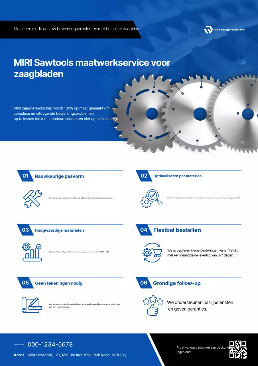 Blauwe moderne productieadvertentie