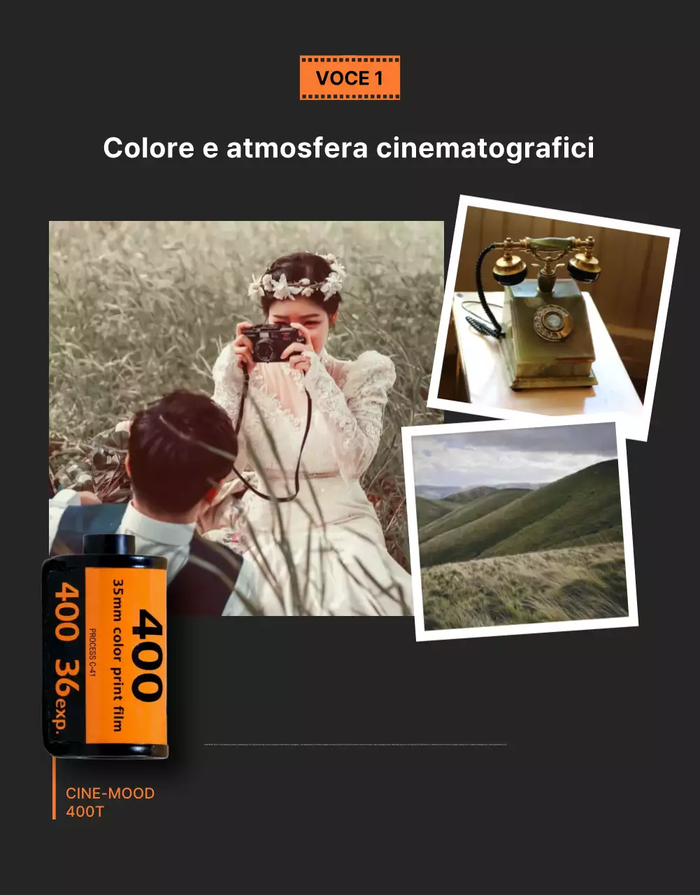 Pubblicità della macchina fotografica moderna arancione