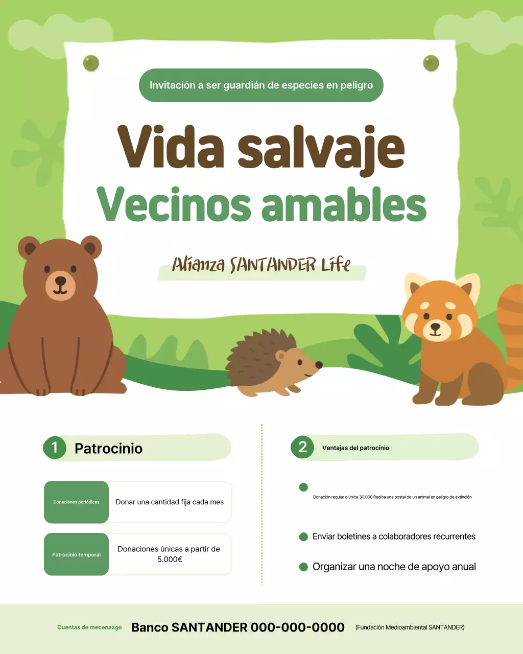 Campaña de protección de animales verdes y lindos