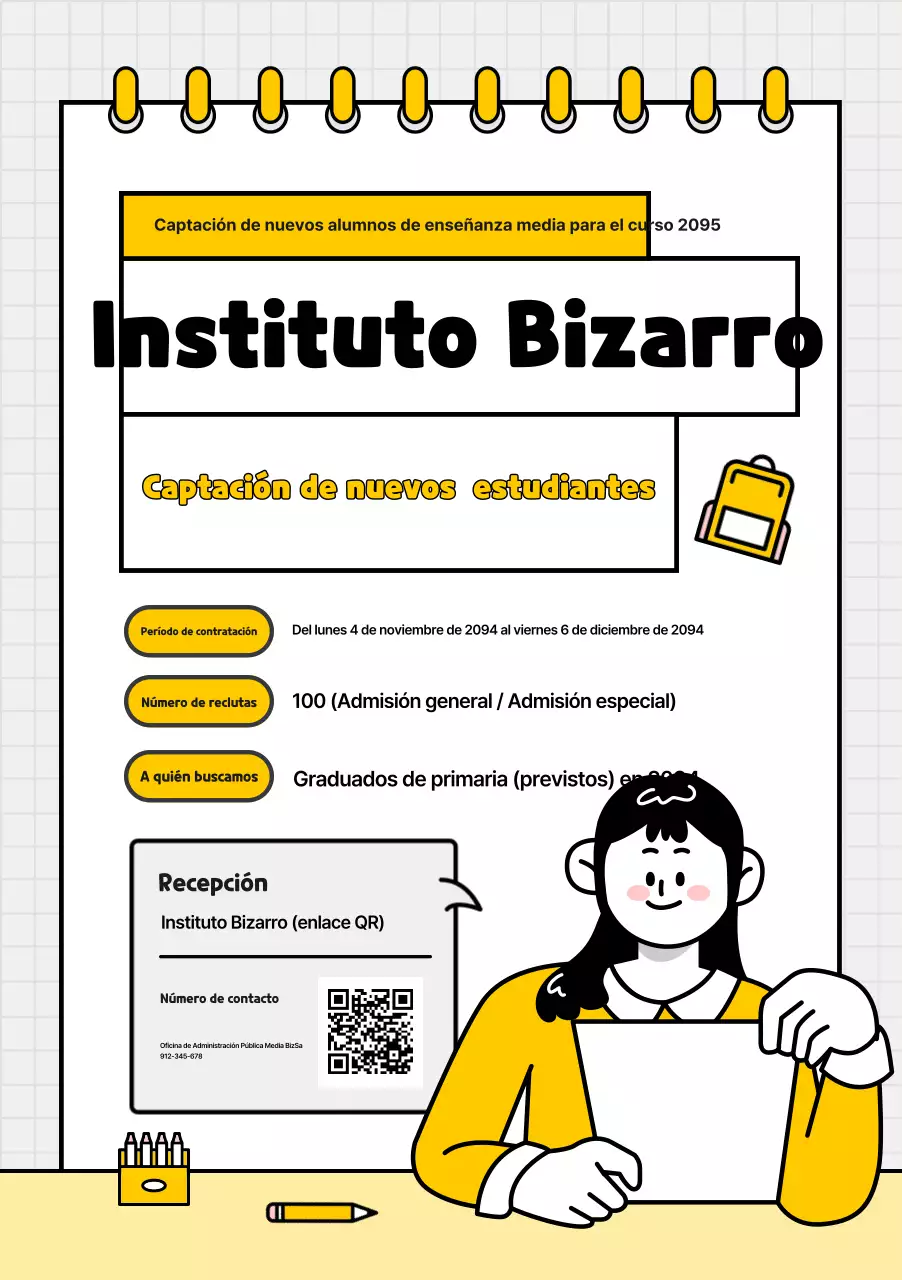 Reclutamiento para la escuela secundaria Yellow Simple