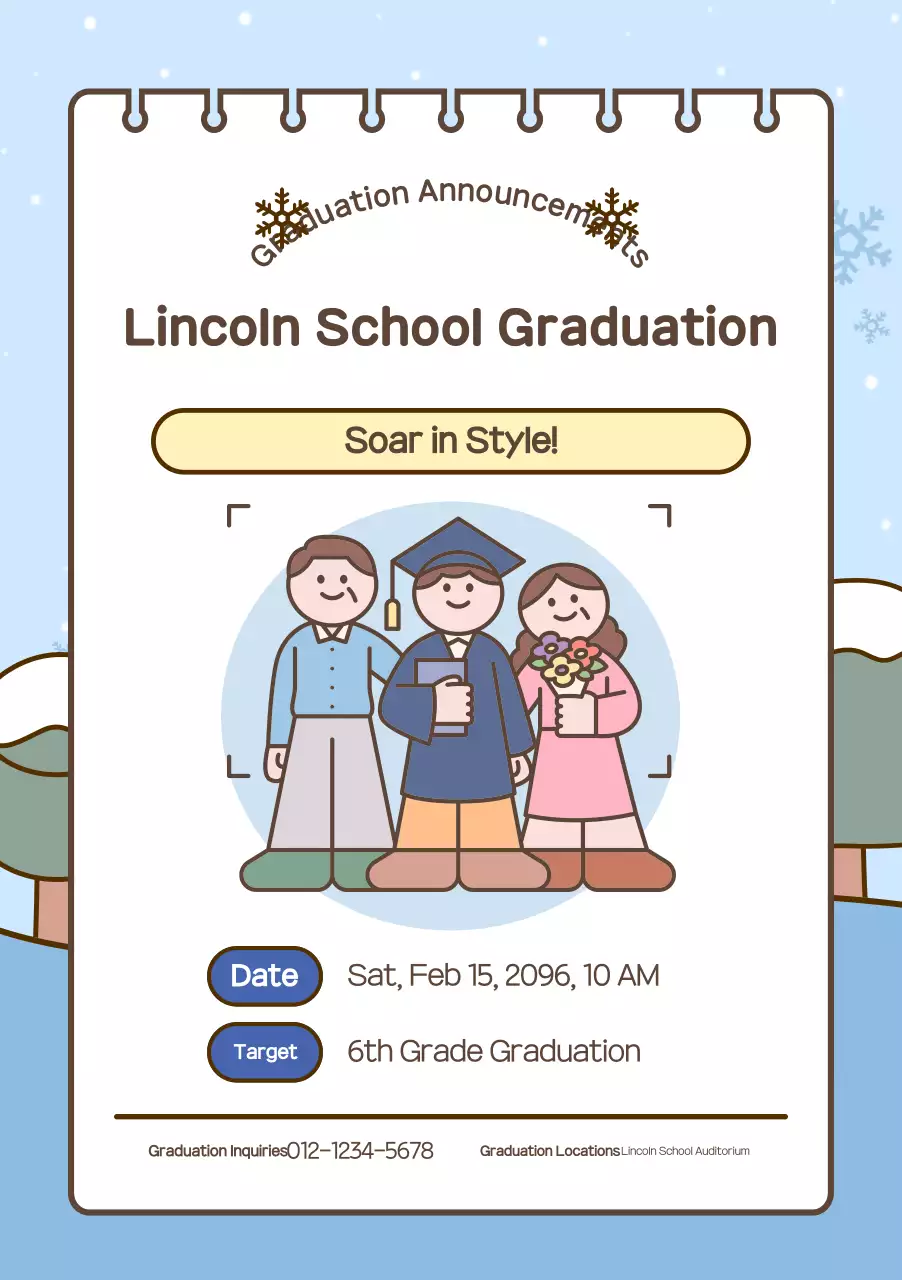 Hướng dẫn lễ tốt nghiệp dễ thương màu xanh da trời