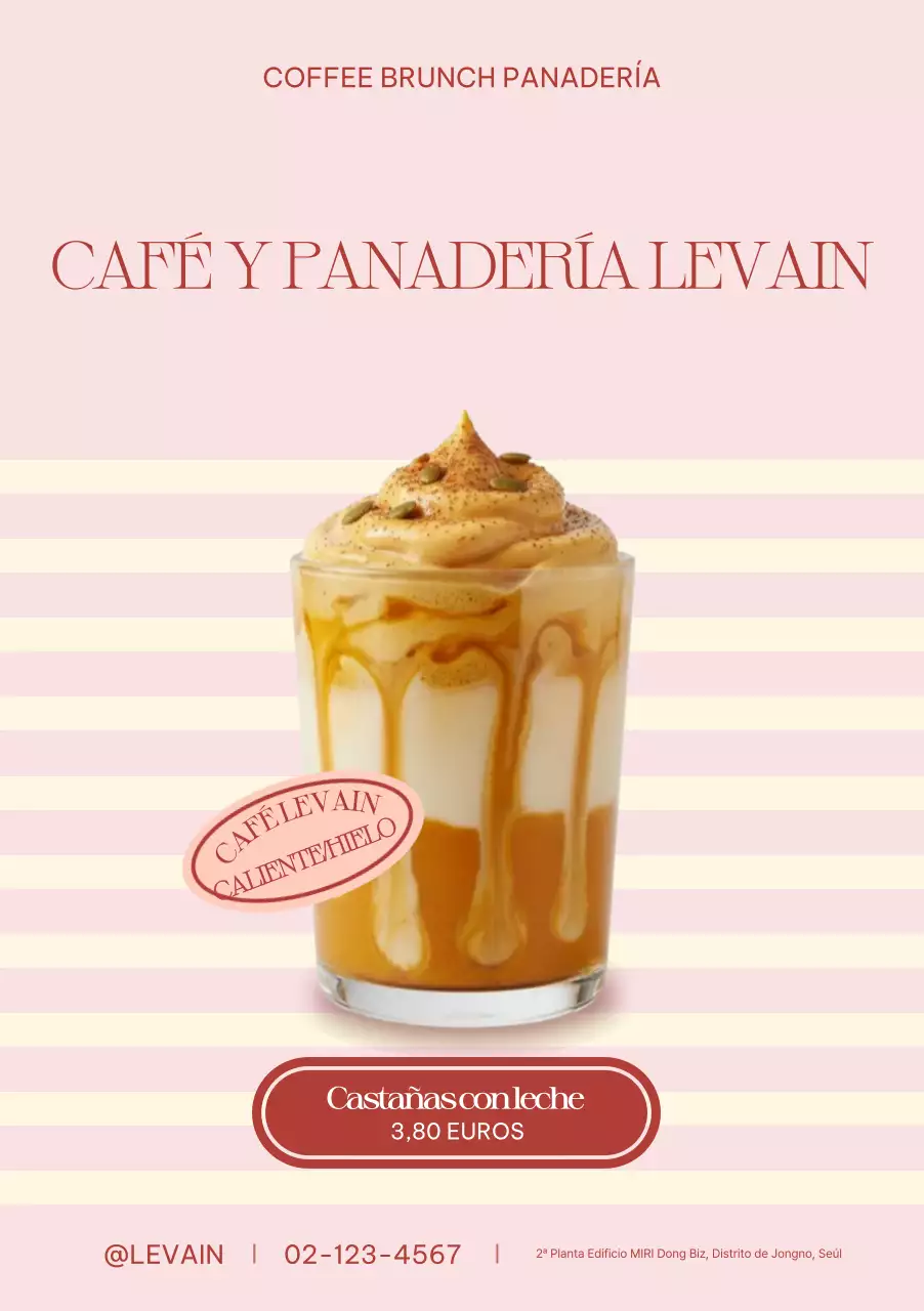 Anuncio de cafetería moderna rosa