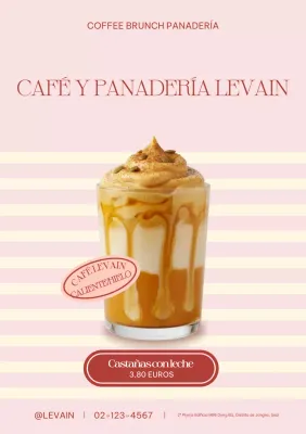 Anuncio de cafetería moderna rosa