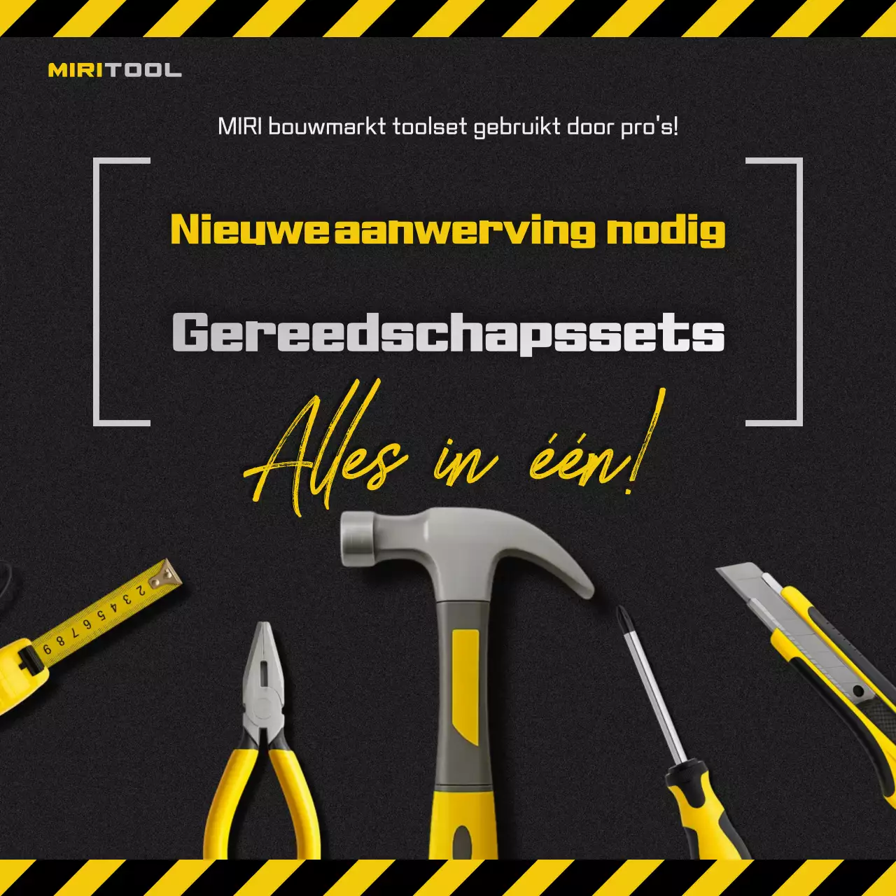 Zwarte moderne gereedschapsadvertentie