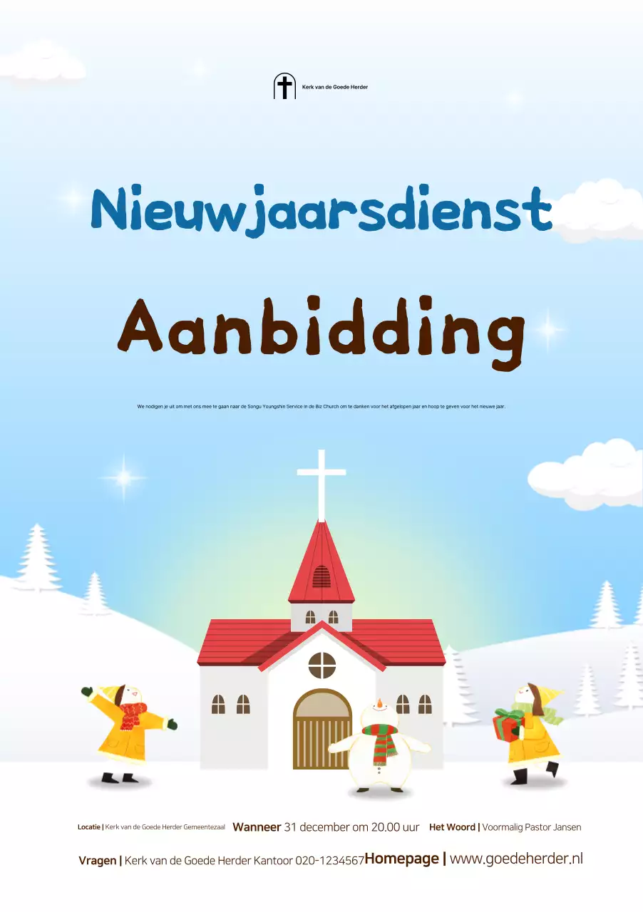 Hemelsblauwe eenvoudige aanbiddingsgids