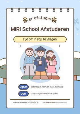 Hemelsblauwe schattige afstudeerceremoniegids