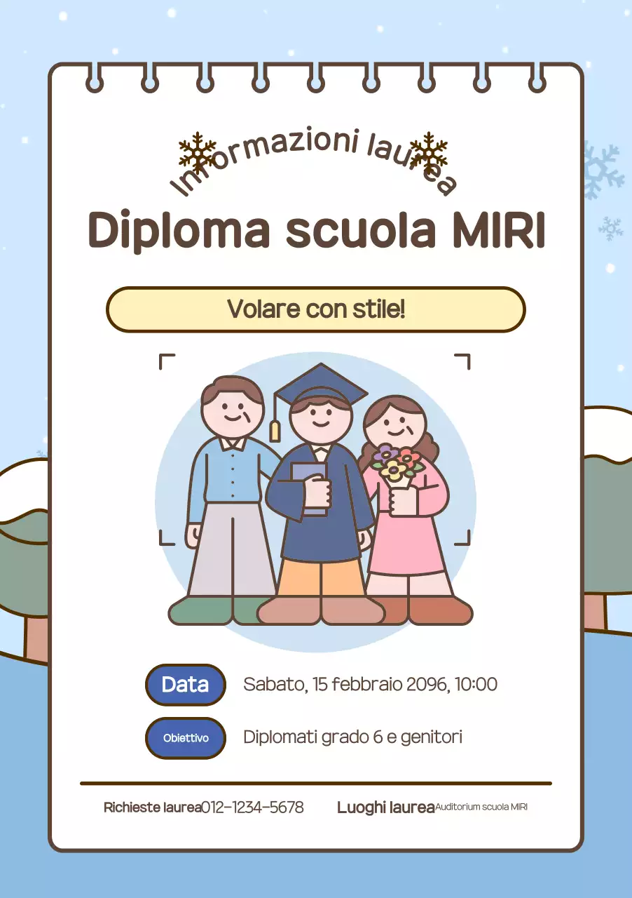 Guida alla cerimonia di laurea carina color azzurro cielo