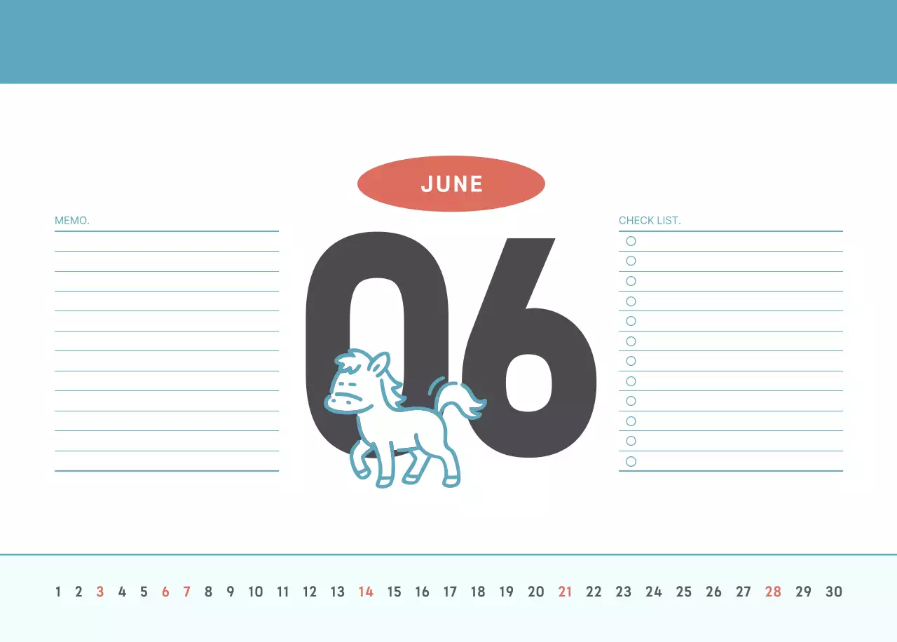 하늘색 심플 달력