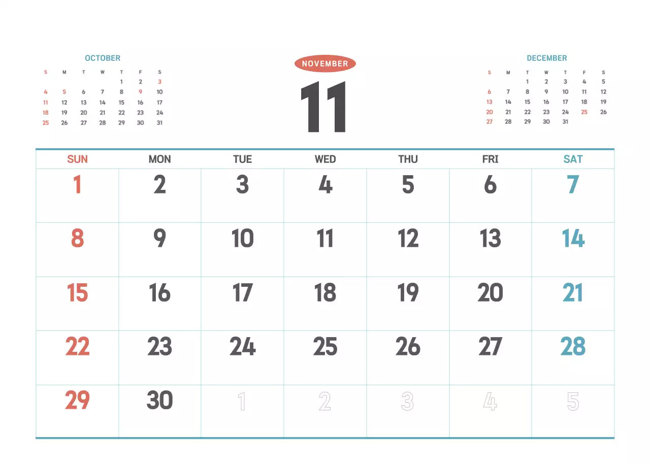 하늘색 심플 달력