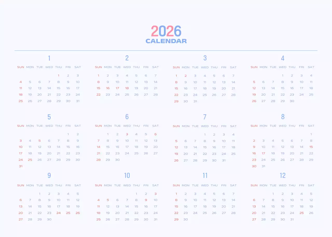 연보라 미니멀 캘린더 달력