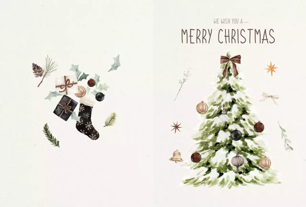 베이지 빈티지 크리스마스 엽서