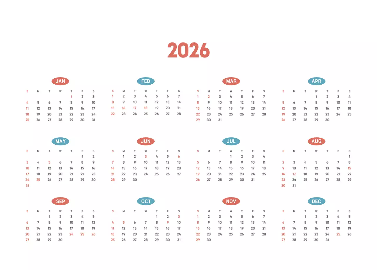 하늘색 심플 달력