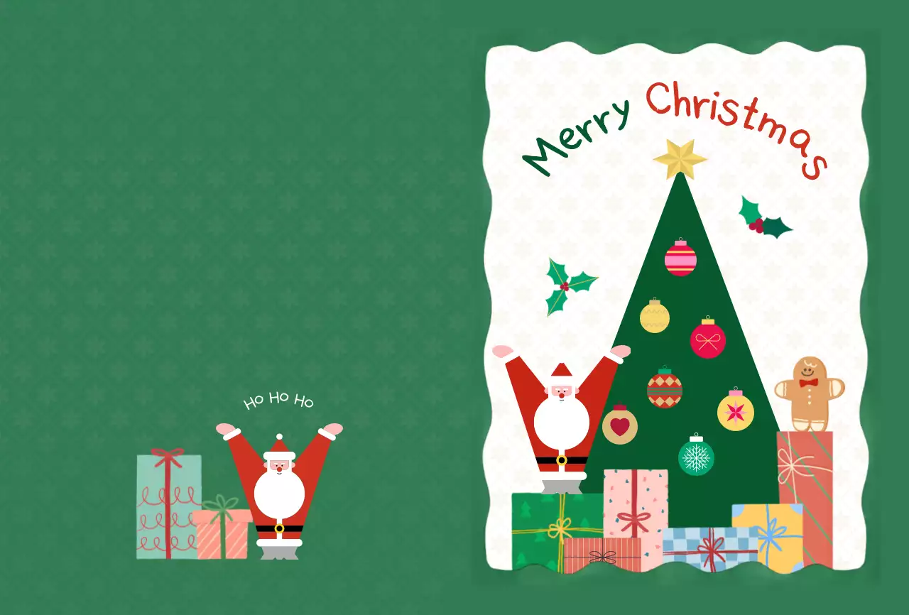 초록 아기자기한 크리스마스 카드